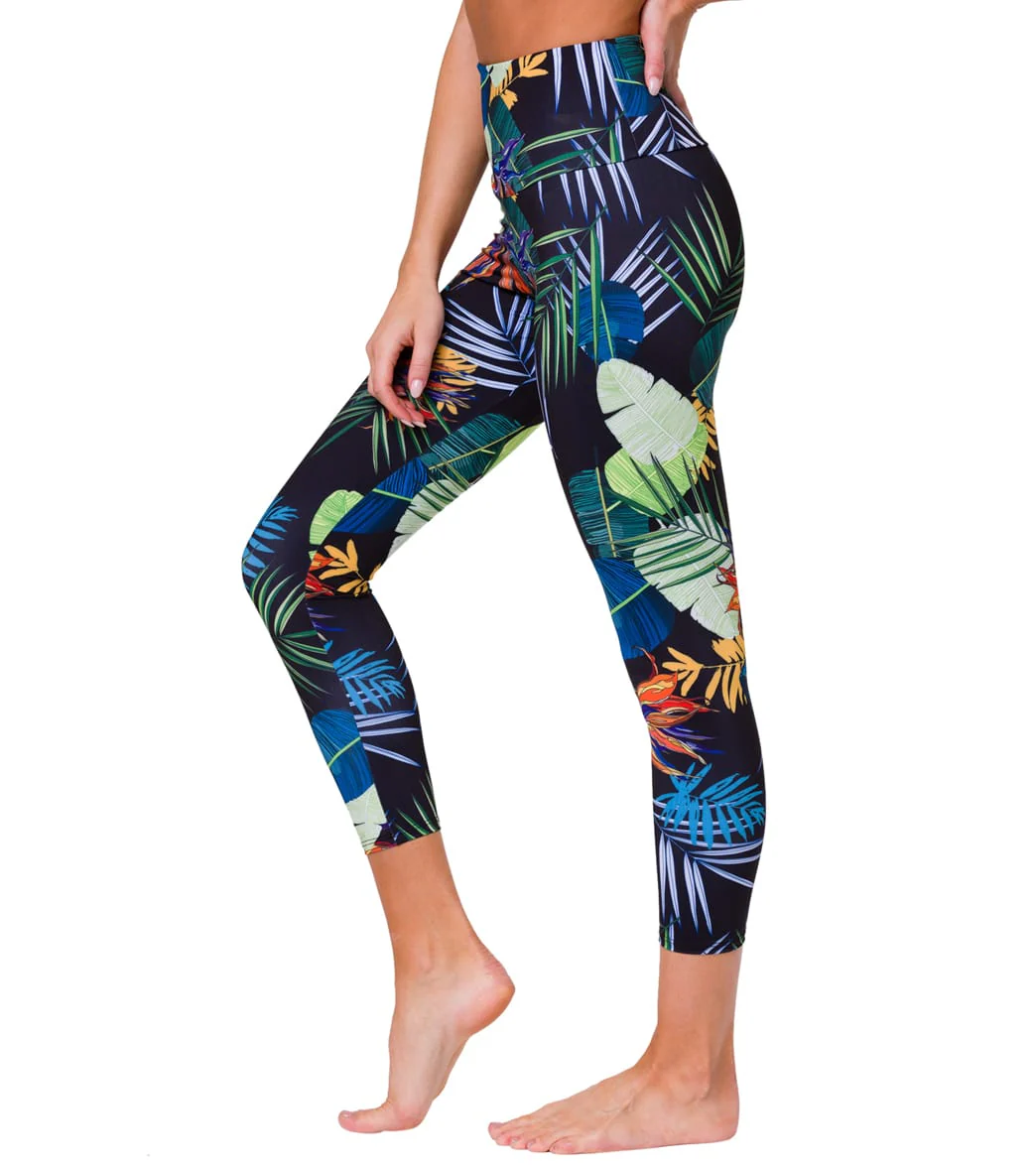 Onzie High Waisted Basic 7/8 Yoga Leggings Rainforest