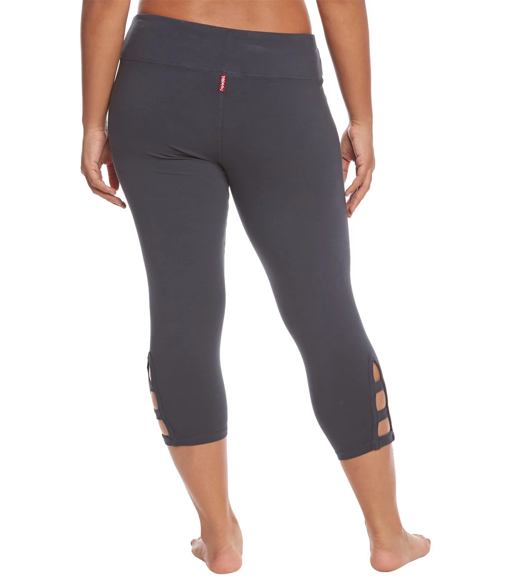 Hard Tail Plus Size Flat Waist Cage Cotton Yoga Capris