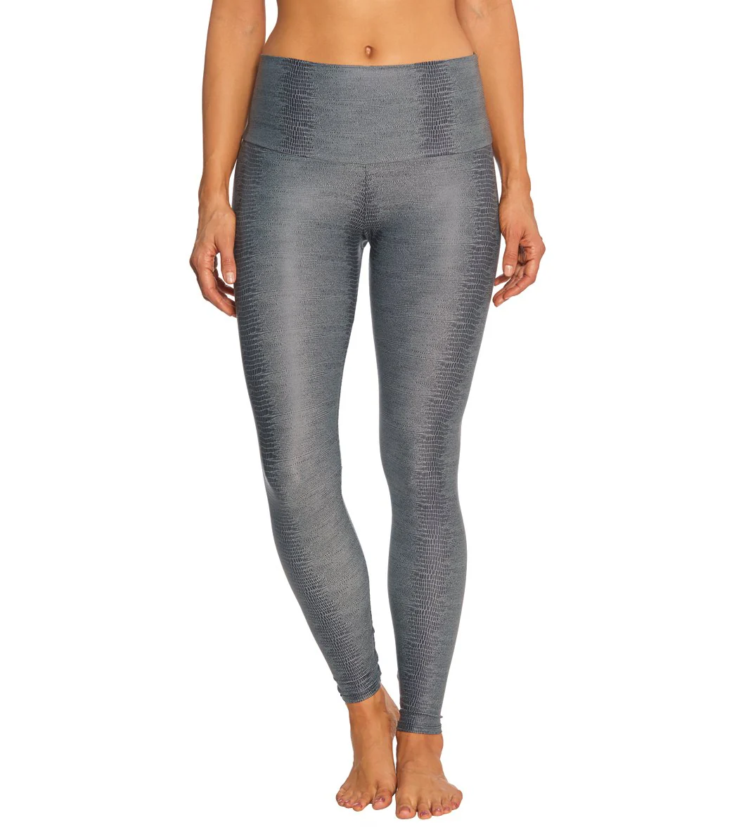 Onzie High Waisted Yoga Leggings Charcoal Snake
