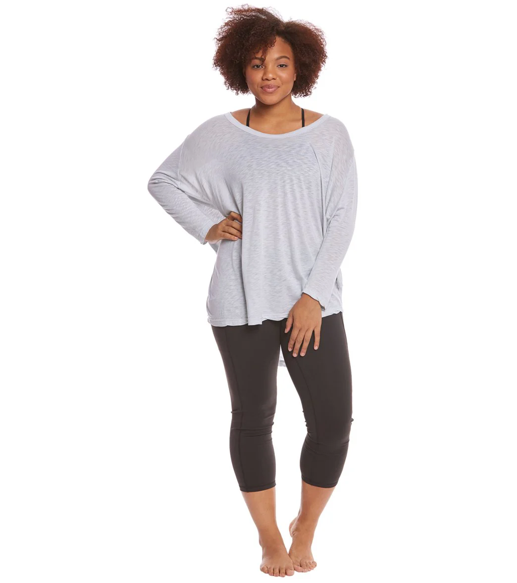 Hard Tail Plus Size Oversized 3/4 Sleeve Raglan Layering Top