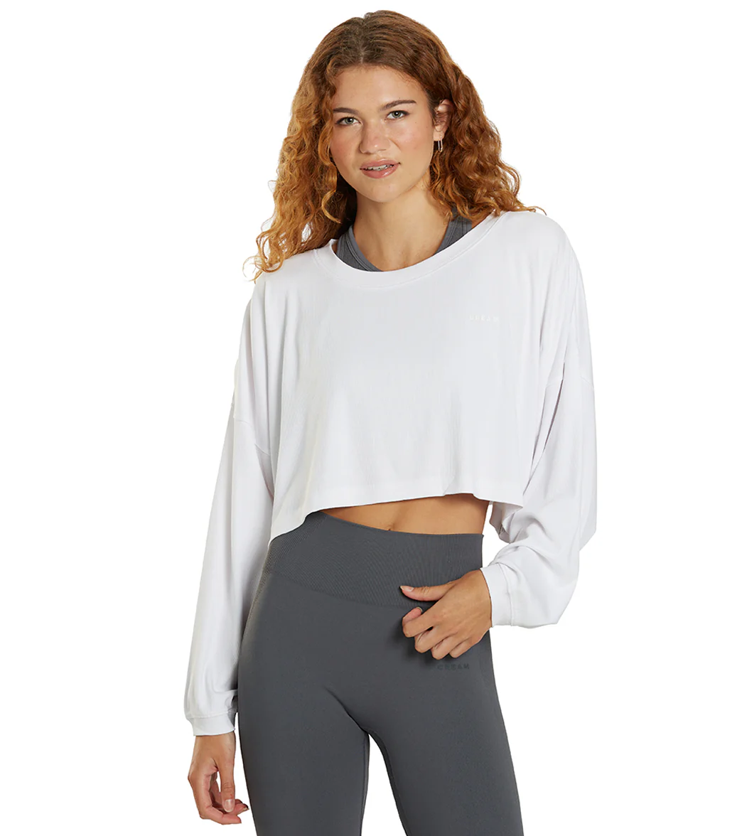 Cream Yoga Alexa Oversized LS Crop Top