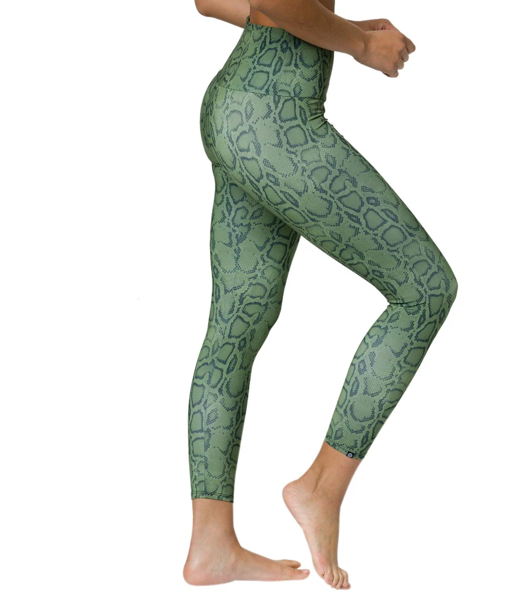 Onzie High Waisted Basic 7/8 Yoga Leggings Olive Cobra
