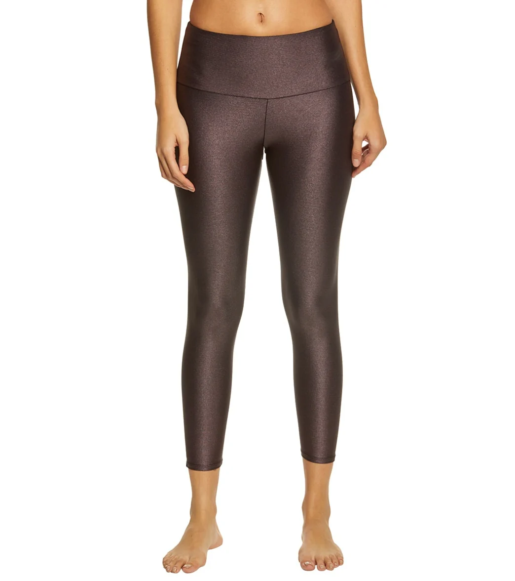 Onzie High Waisted Basic 7/8 Yoga Leggings Plum Sparks