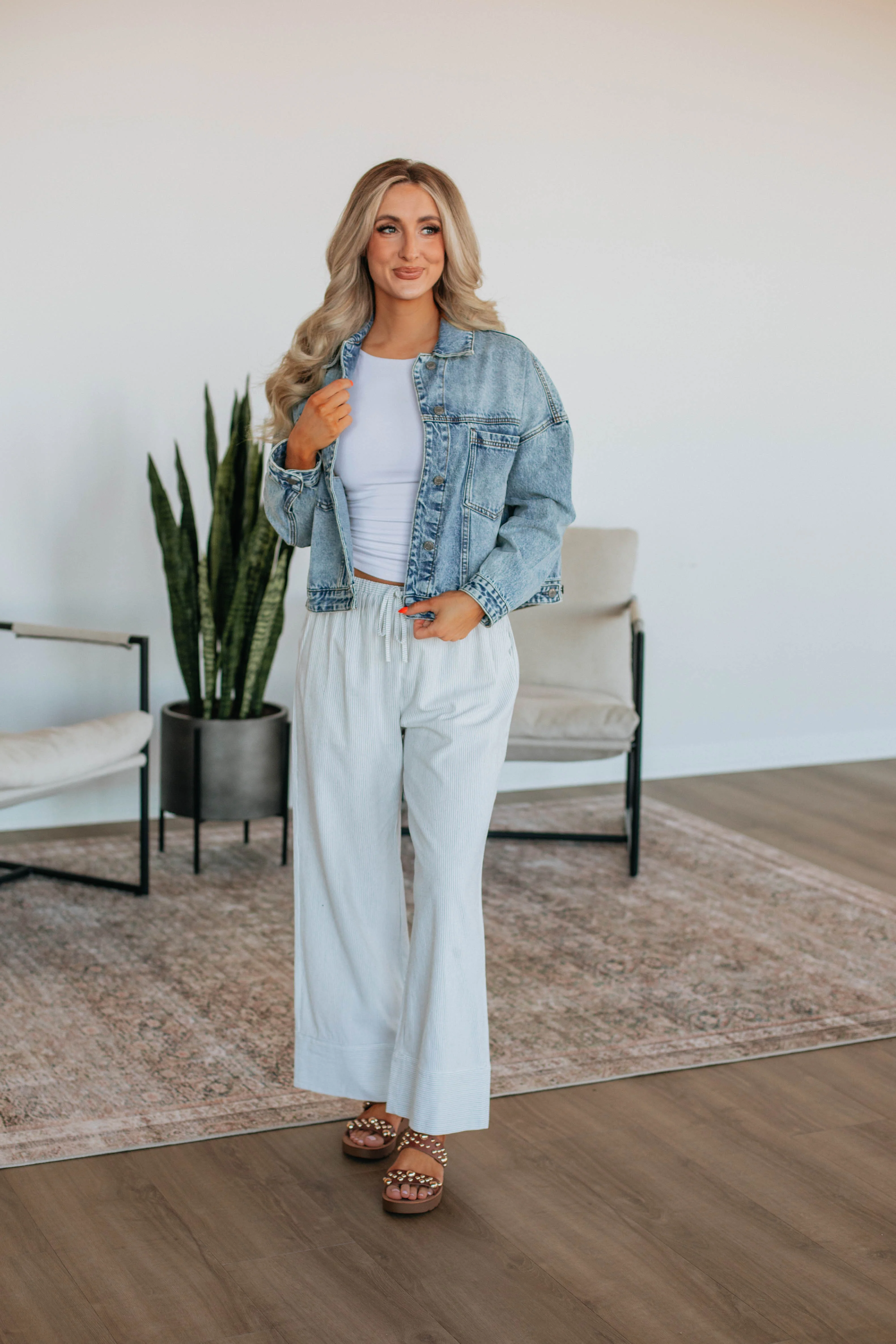 Luvan Striped Pants - Ivory Mix