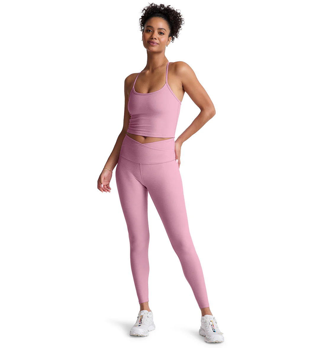 Beyond Yoga Spacedye Slim Racerback Cropped Tank Pink Haze Heather