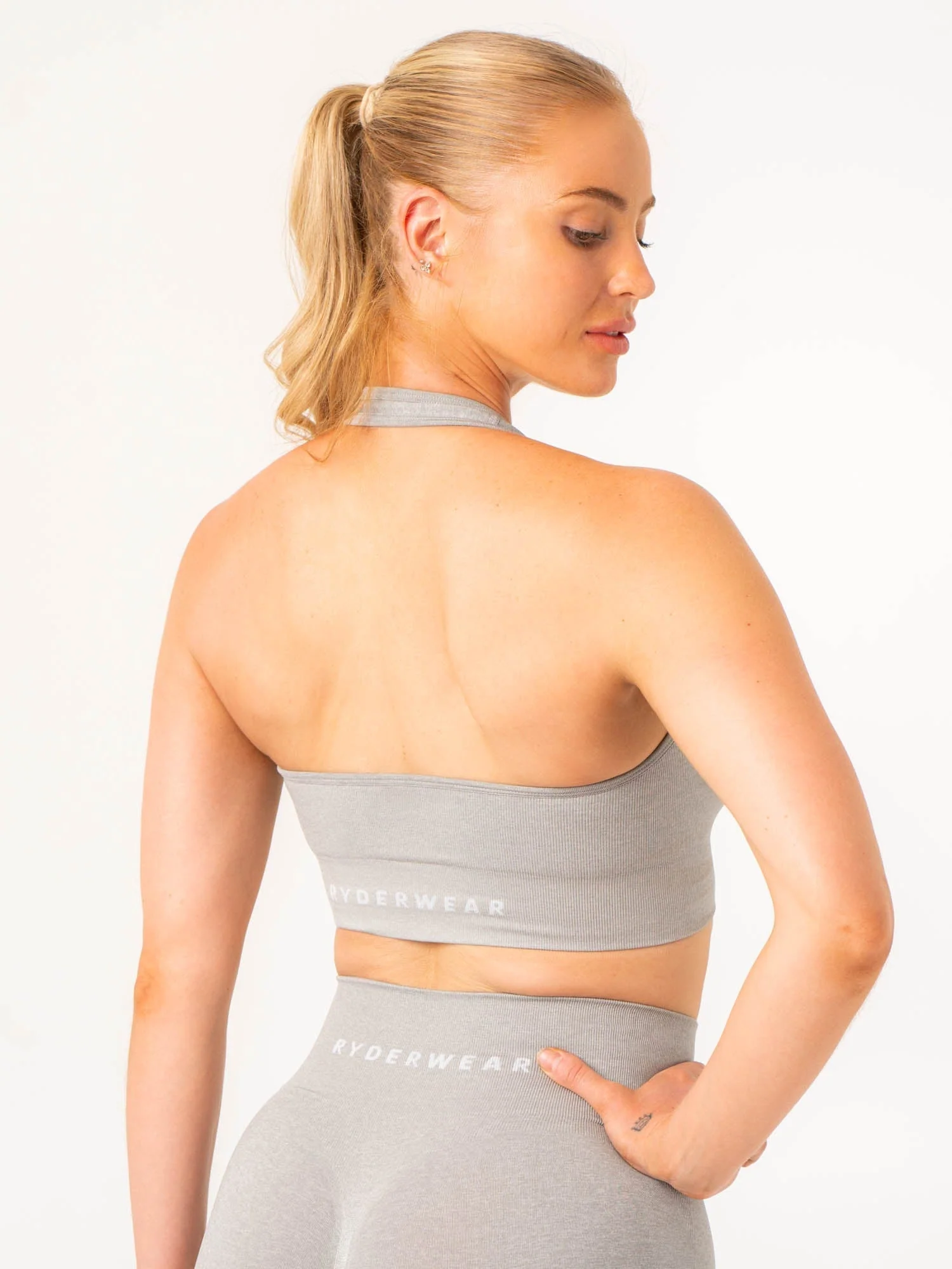 Contour Halter Bra - Light Grey Marl