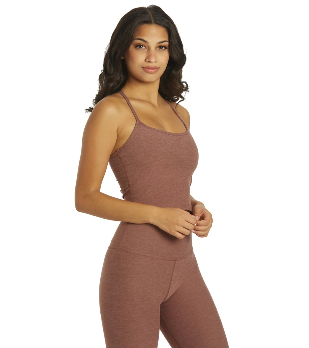 Beyond Yoga Spacedye Slim Racerback Cropped Tank Sienna Brown Heather