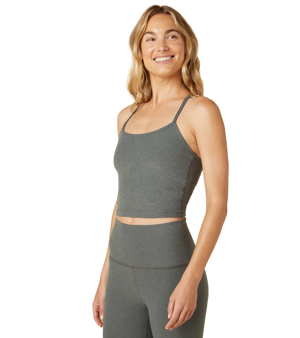 Beyond Yoga Spacedye Slim Racerback Cropped Tank Pewter Heather
