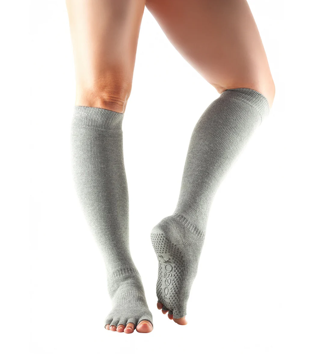 Toesox Knee High Scrunch Half-Toe Yoga Grip Socks