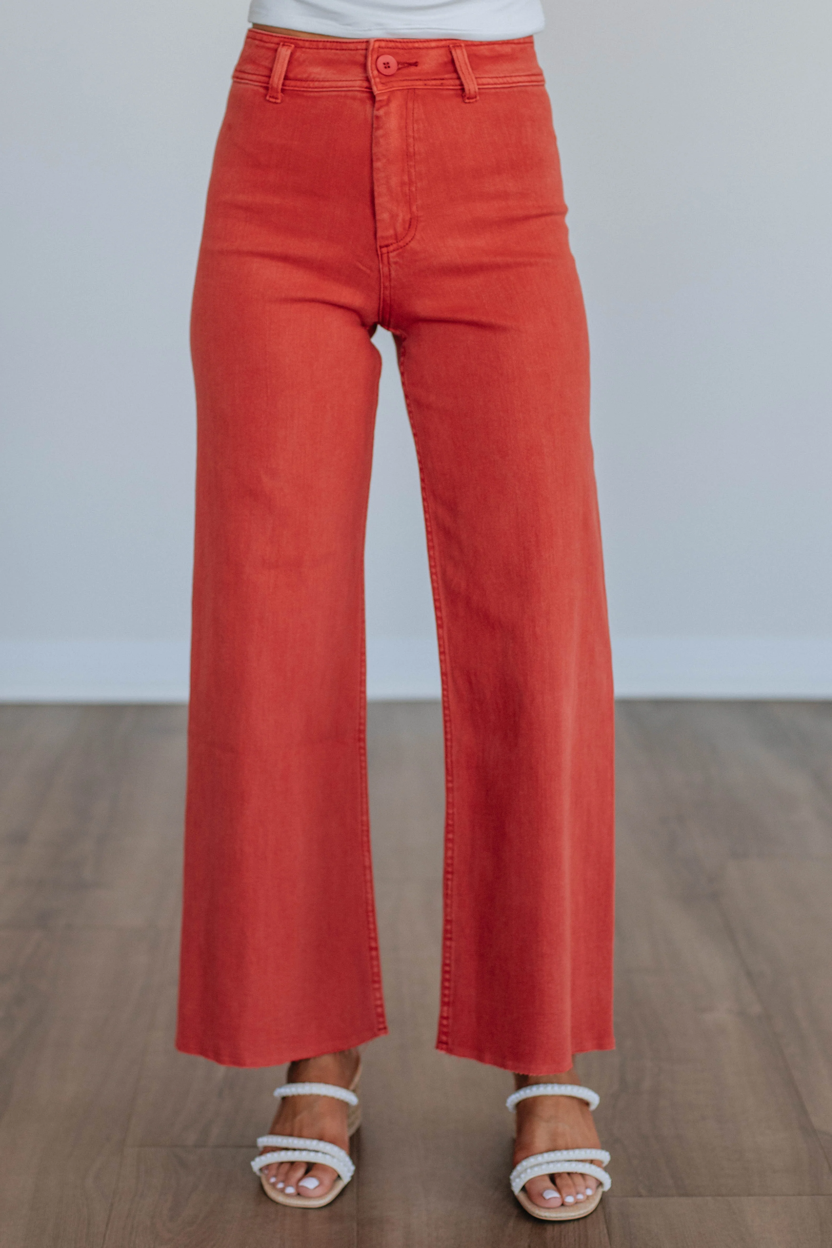 Linsley Wide Leg Pants - Burnt Orange