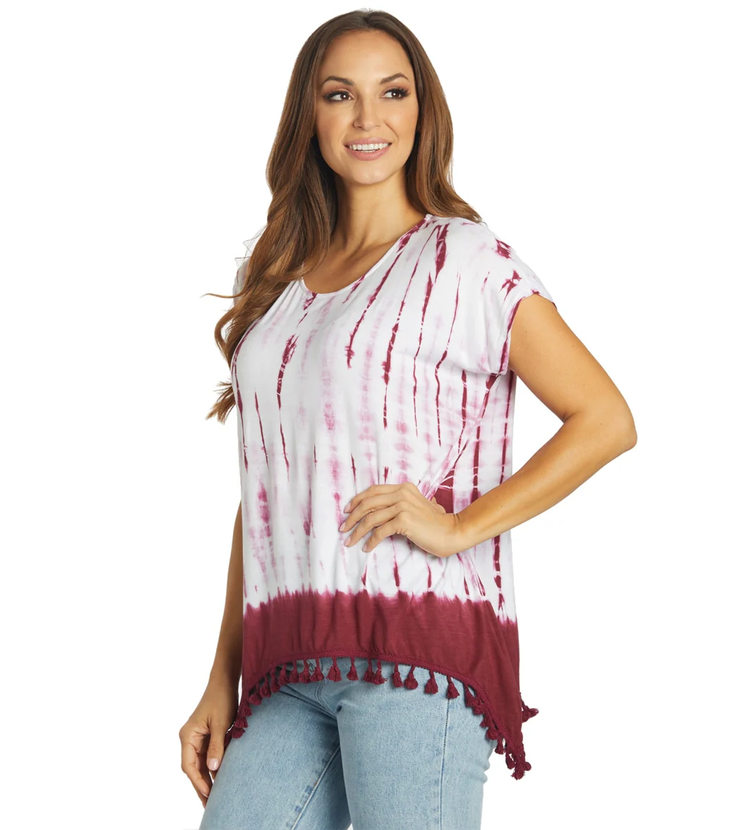 Yak & Yeti Gypsy Tie Dye Tassel Hem Tee