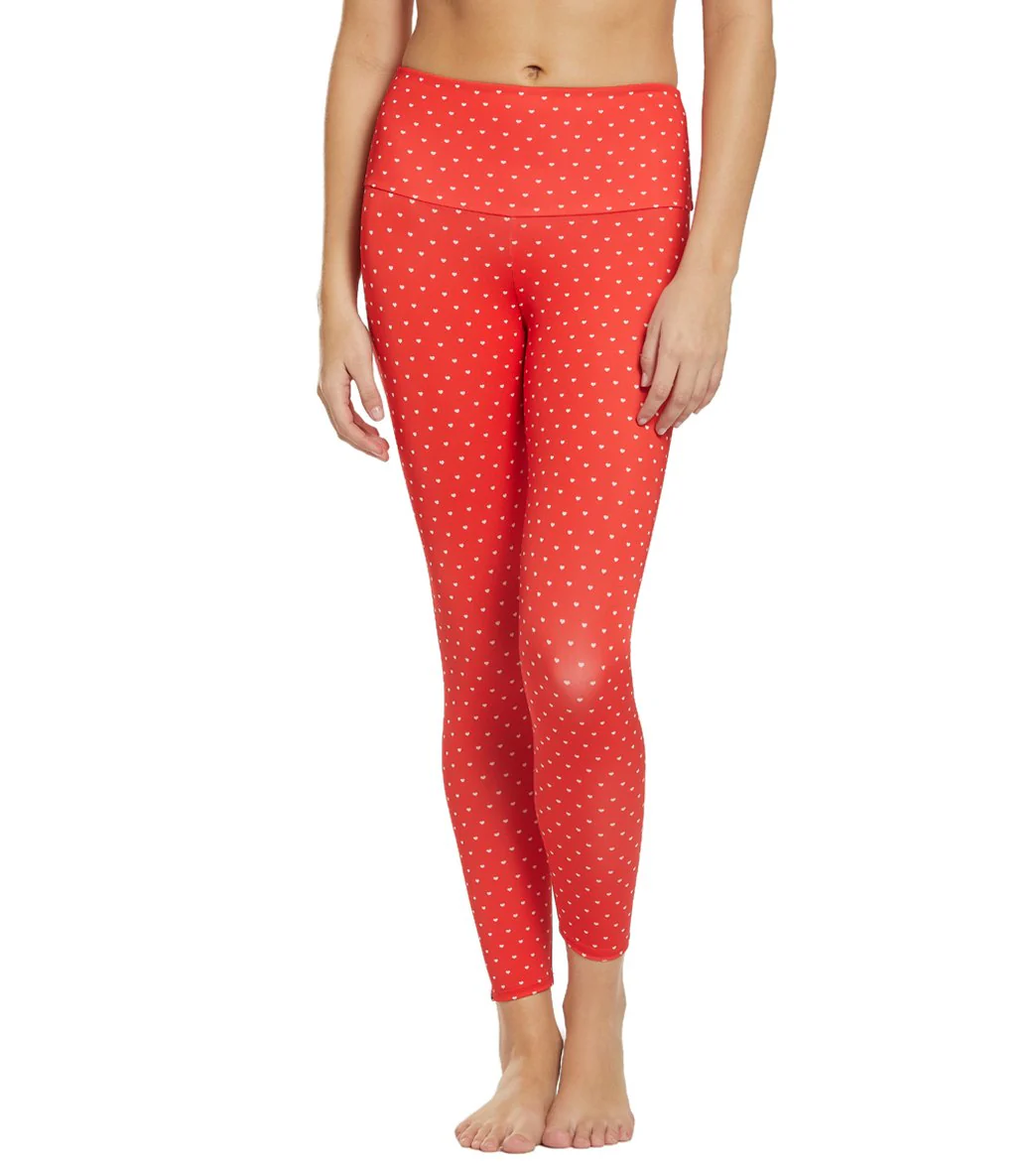Onzie High Waisted Basic 7/8 Yoga Leggings Red Hot