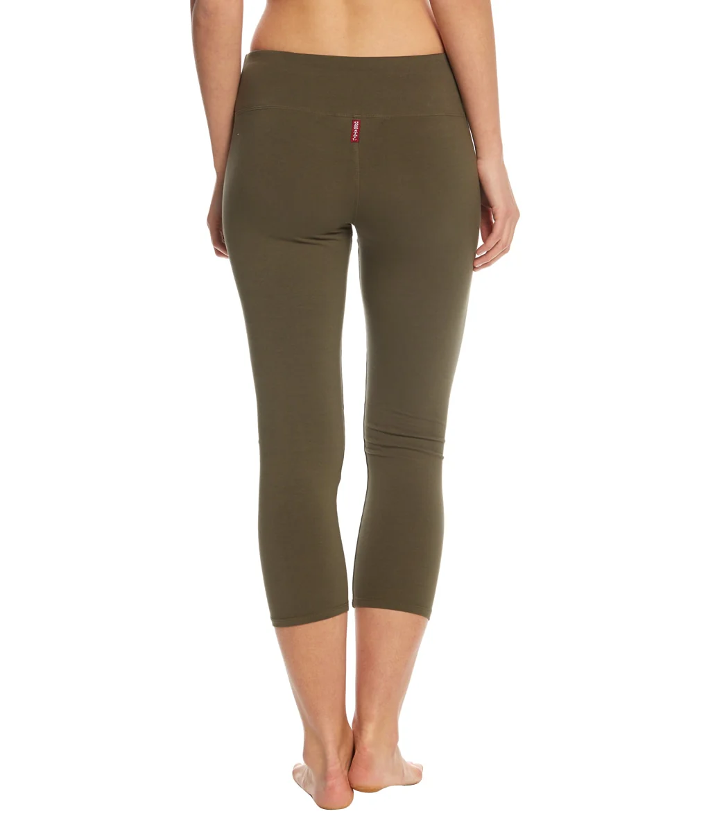 Hard Tail Flat Waisted Cotton Yoga Capris