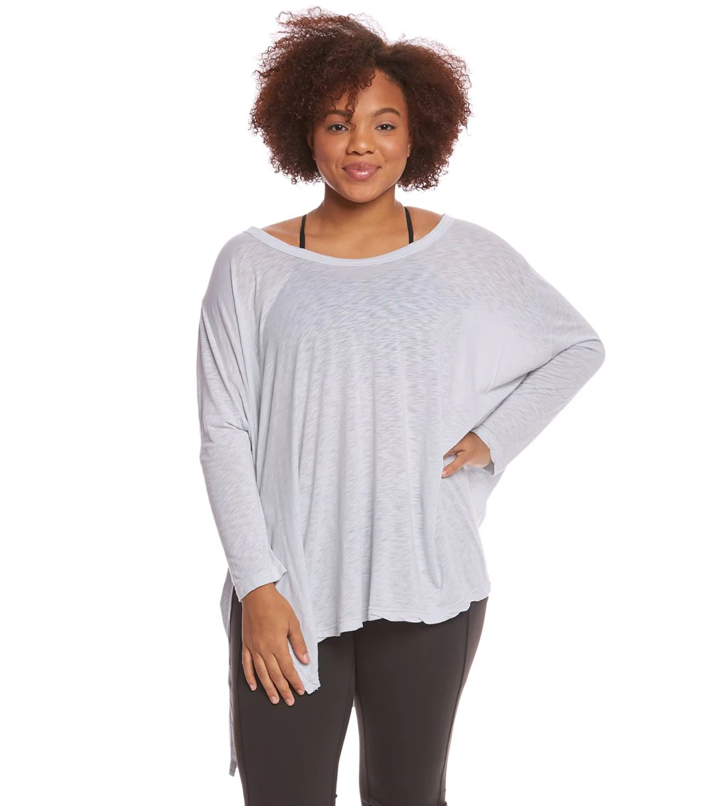 Hard Tail Plus Size Oversized 3/4 Sleeve Raglan Layering Top