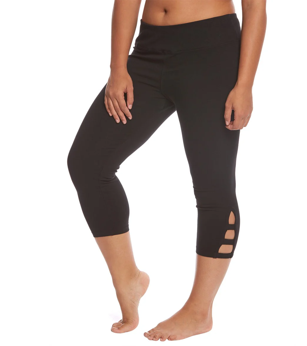 Hard Tail Plus Size Flat Waist Cage Cotton Yoga Capris