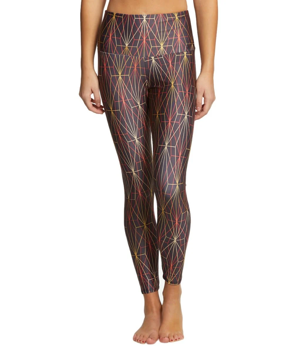 Onzie High Waisted Basic 7/8 Yoga Leggings Golden Matrix