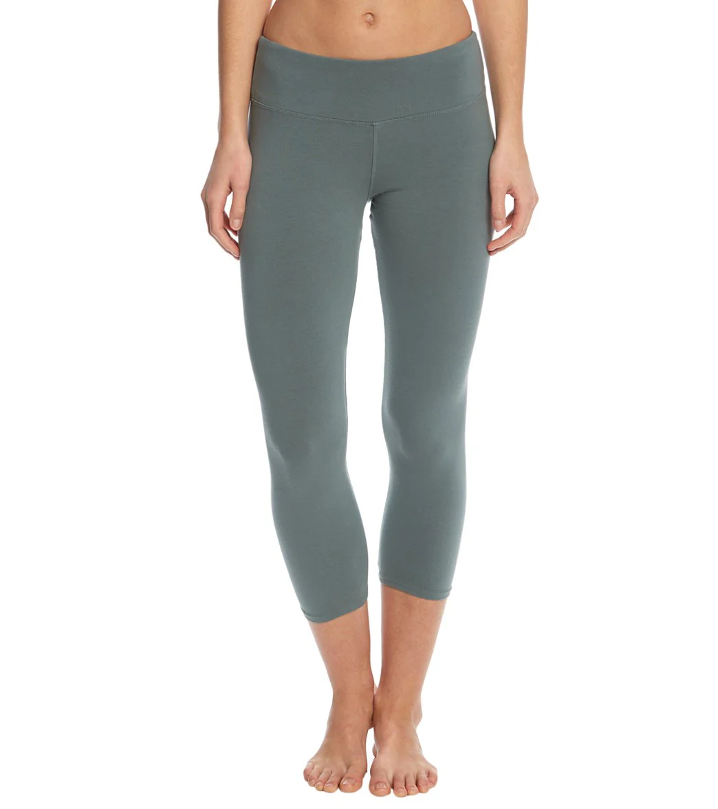 Hard Tail Flat Waisted Cotton Yoga Capris