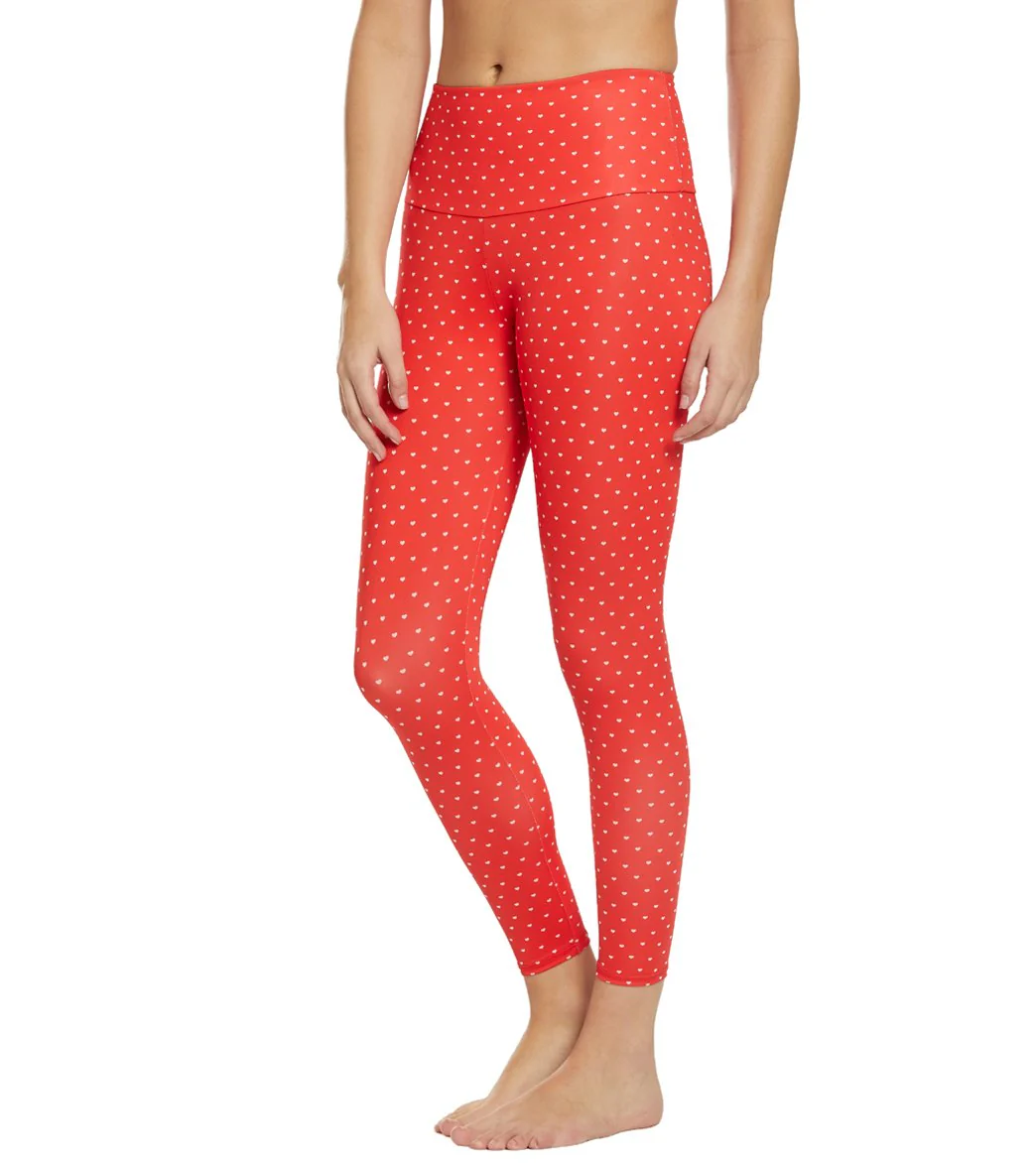 Onzie High Waisted Basic 7/8 Yoga Leggings Red Hot