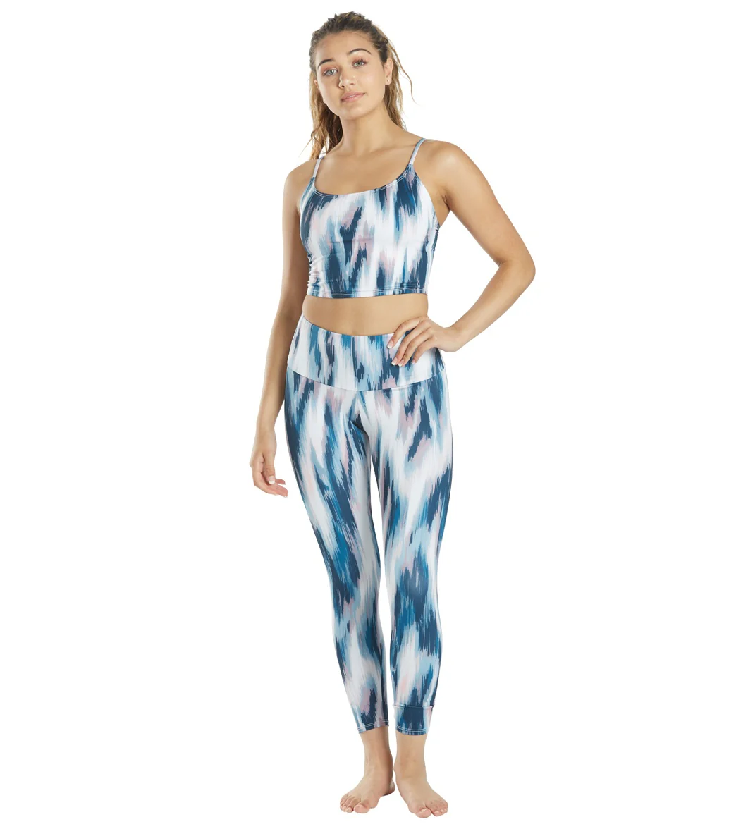 Onzie High Waisted Basic 7/8 Yoga Leggings Indigo Ikat