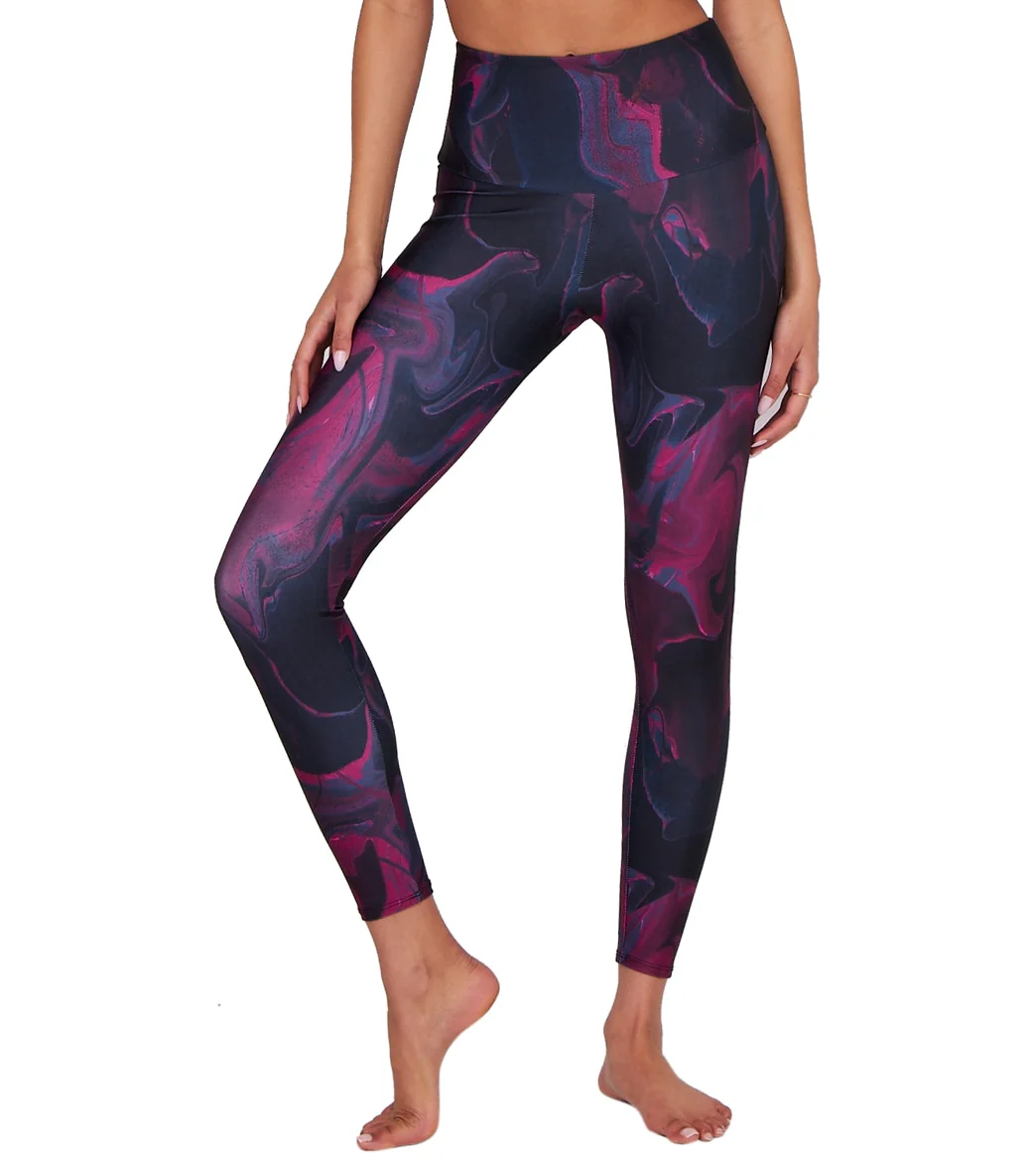 Onzie High Waisted Basic 7/8 Yoga Leggings Boysenberry Marble