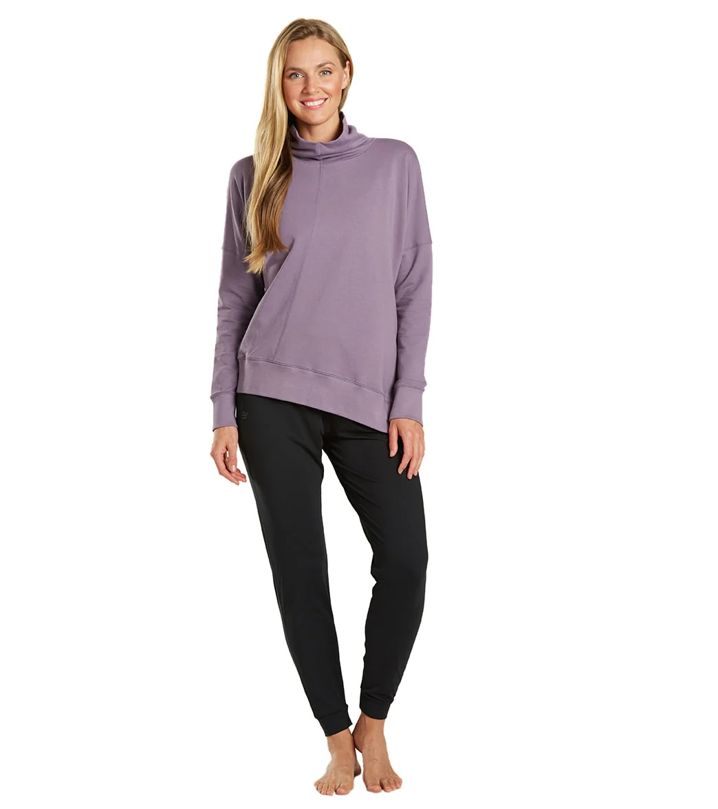 Everyday Yoga Shine Solid Roll Neck Asymmetric Sweatshirt
