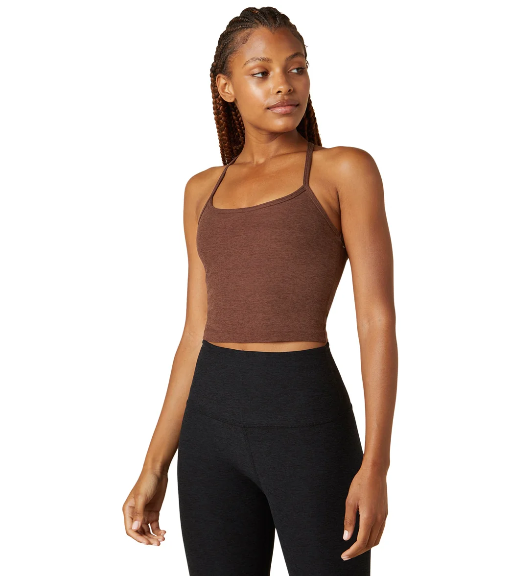 Beyond Yoga Spacedye Slim Racerback Cropped Tank Mahogany Brown Heather