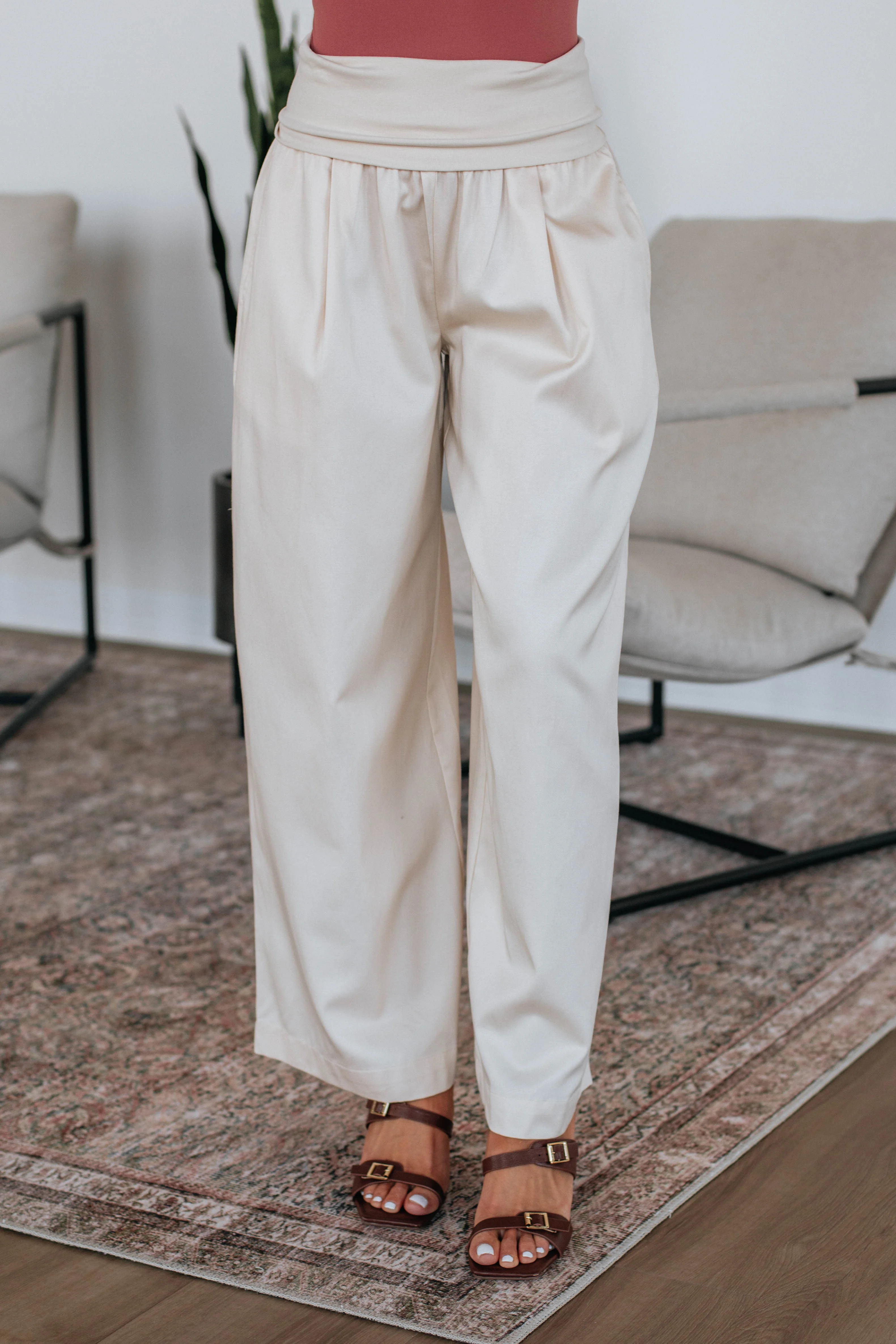 Haylo Wide Leg Pants - Cream