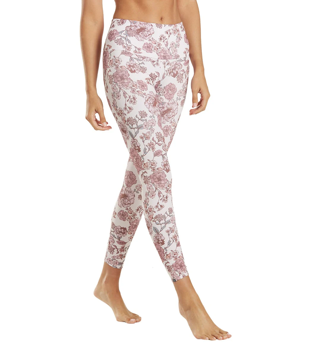 Onzie High Waisted Basic 7/8 Yoga Leggings Vintage Rose