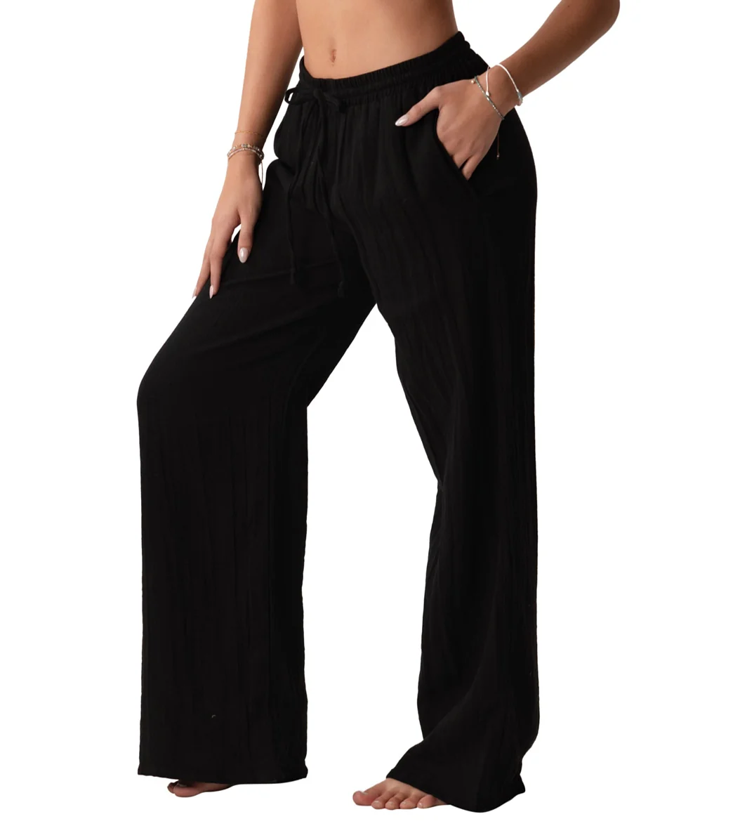 Lotus and Luna Wide Leg Cotton Pants with Pockets