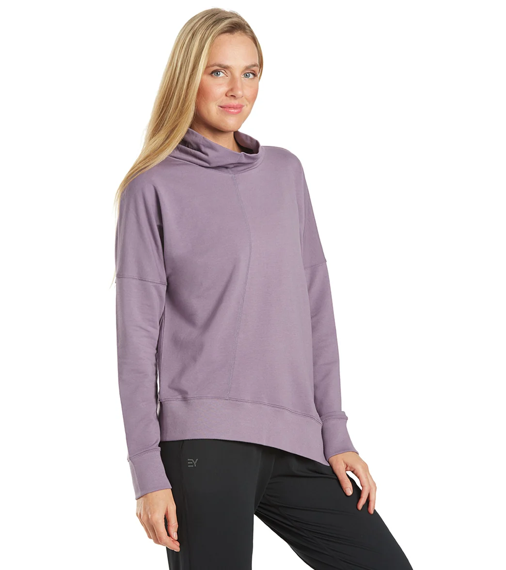 Everyday Yoga Shine Solid Roll Neck Asymmetric Sweatshirt