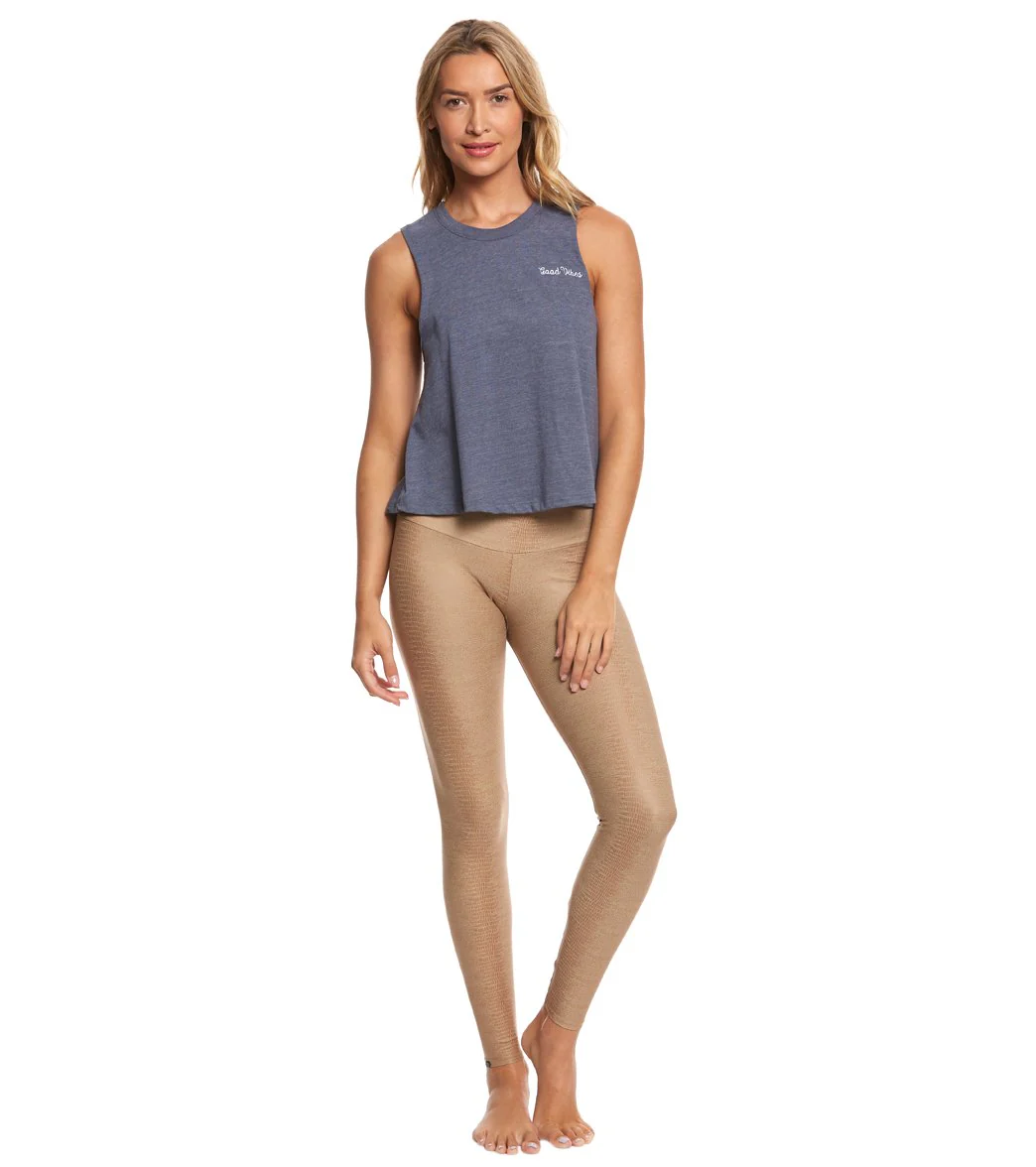 Onzie High Waisted Yoga Leggings Taupe Snake