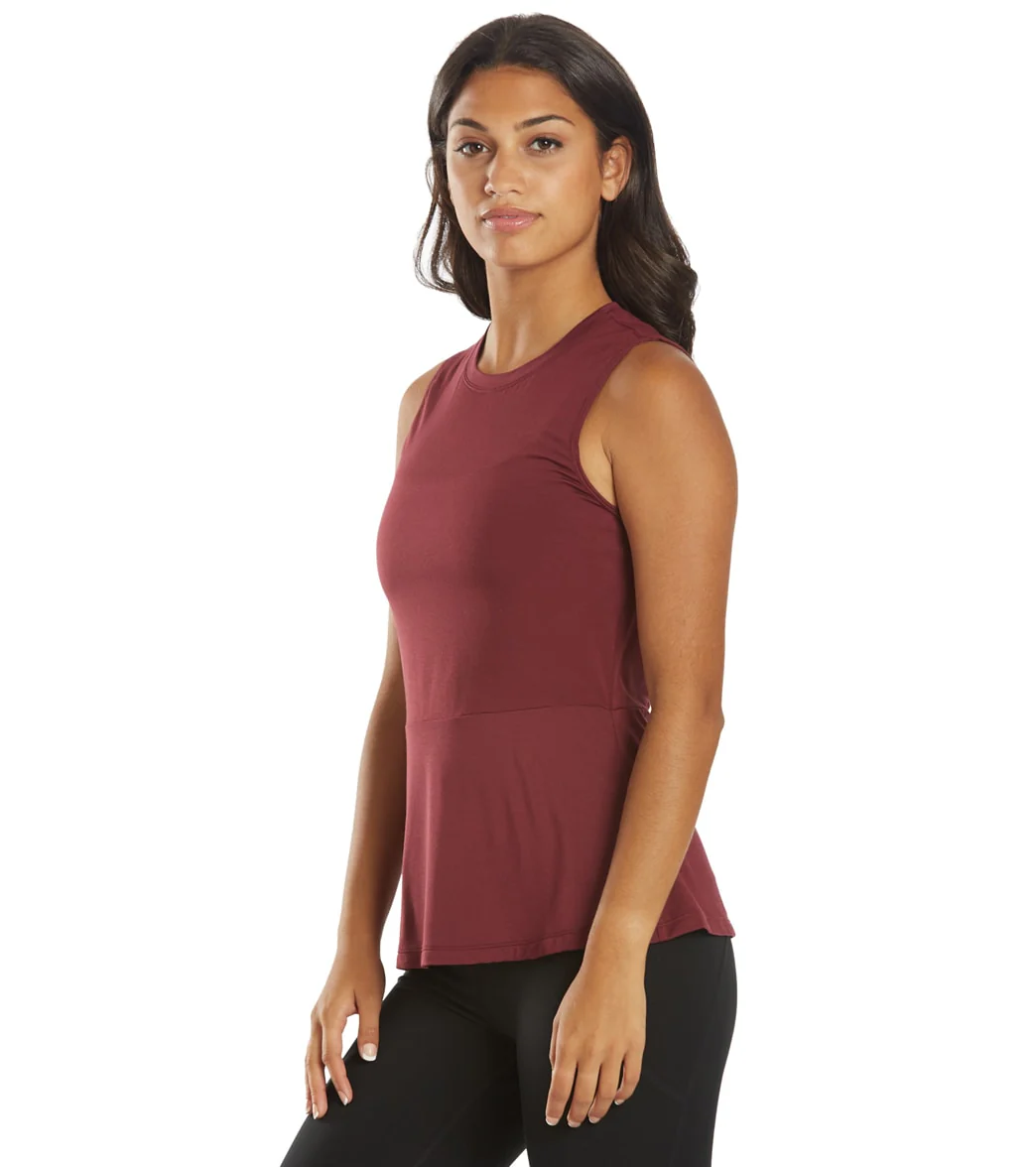 Everyday Yoga Blossom Solid Peplum Layering Muscle Tank