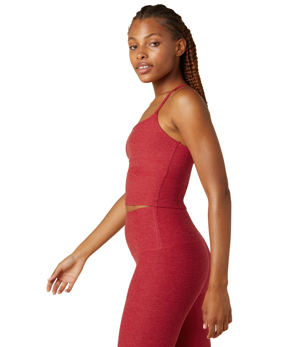 Beyond Yoga Spacedye Slim Racerback Cropped Tank Currant Red Heather