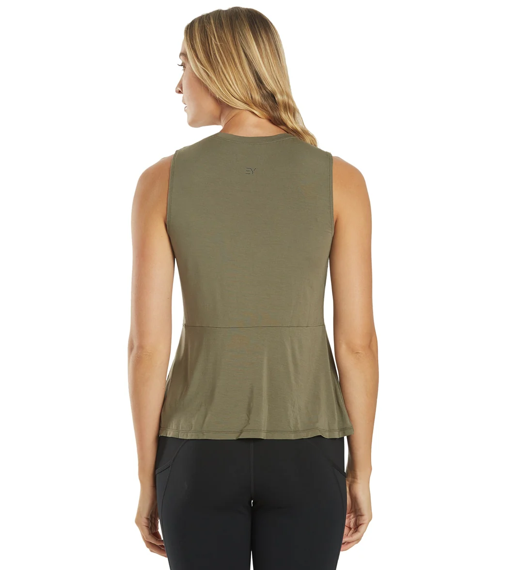 Everyday Yoga Blossom Solid Peplum Layering Muscle Tank