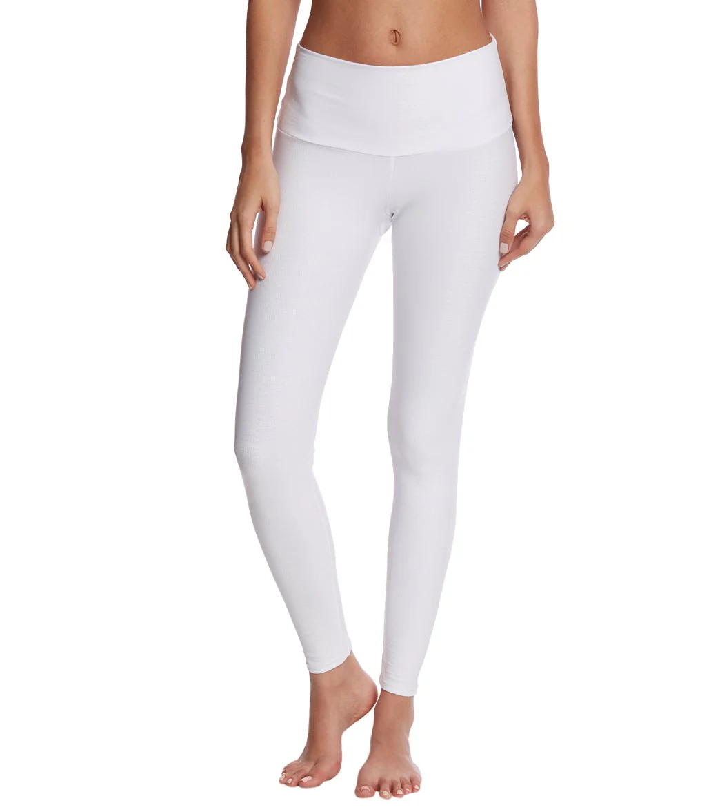 Onzie High Waisted Yoga Leggings White Snake