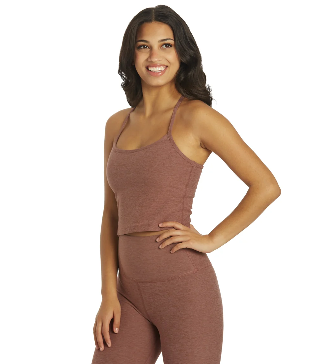 Beyond Yoga Spacedye Slim Racerback Cropped Tank Sienna Brown Heather