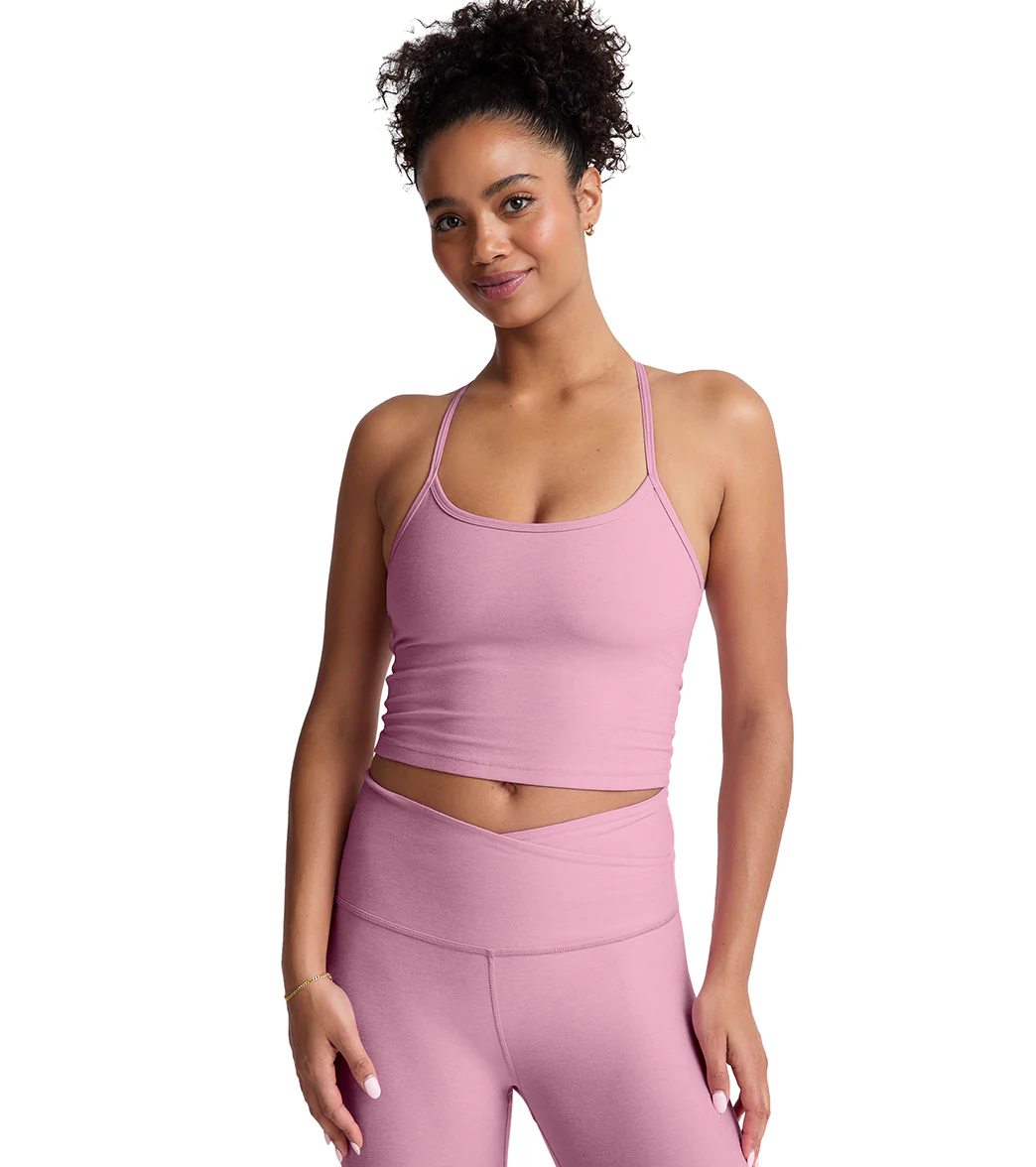 Beyond Yoga Spacedye Slim Racerback Cropped Tank Pink Haze Heather