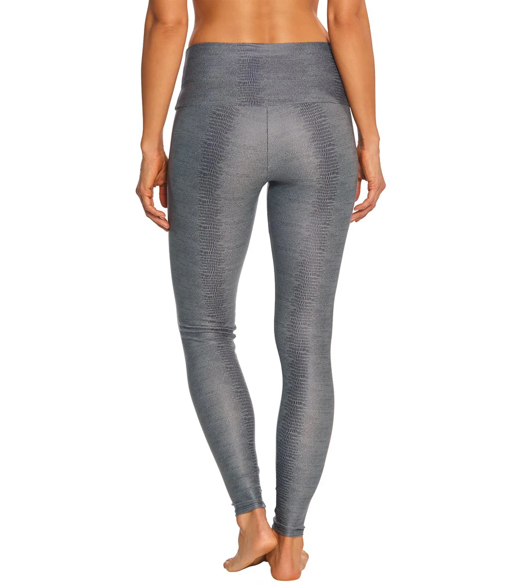Onzie High Waisted Yoga Leggings Charcoal Snake