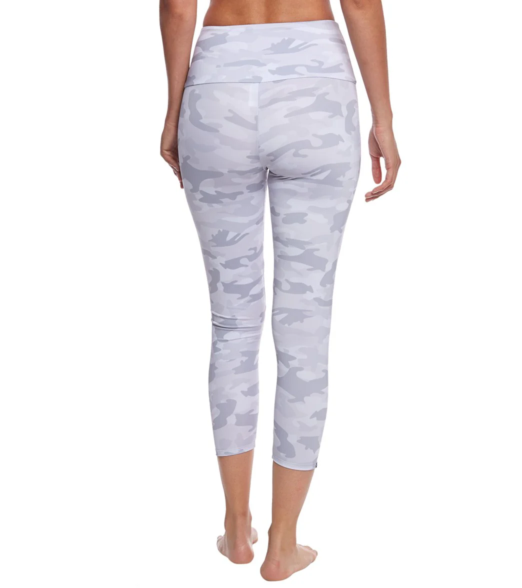 Onzie High Waisted Basic 7/8 Yoga Leggings Gray Camo