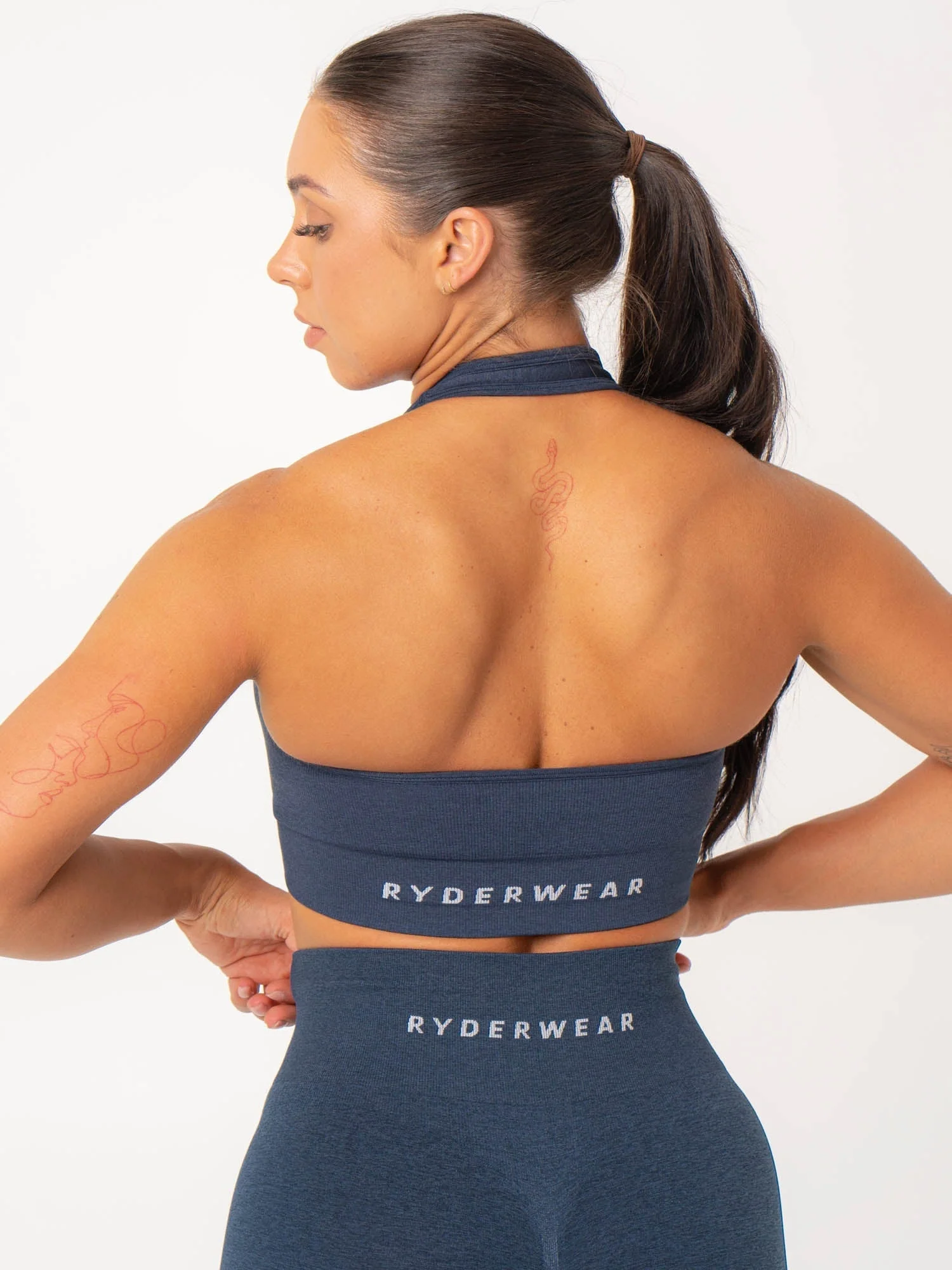 Contour Halter Bra - Navy Marl