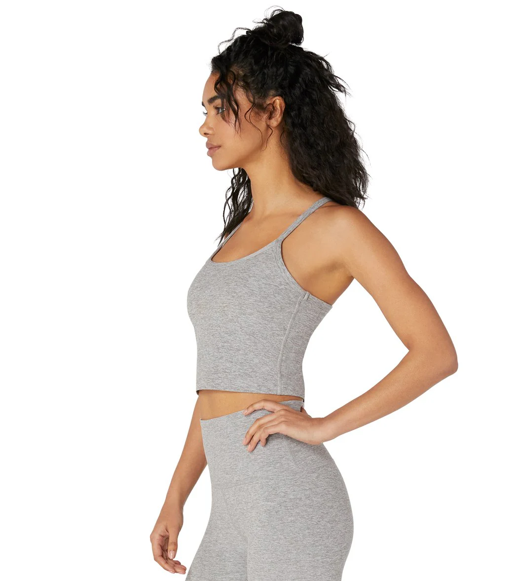 Beyond Yoga Spacedye Slim Racerback Cropped Tank Silver Mist