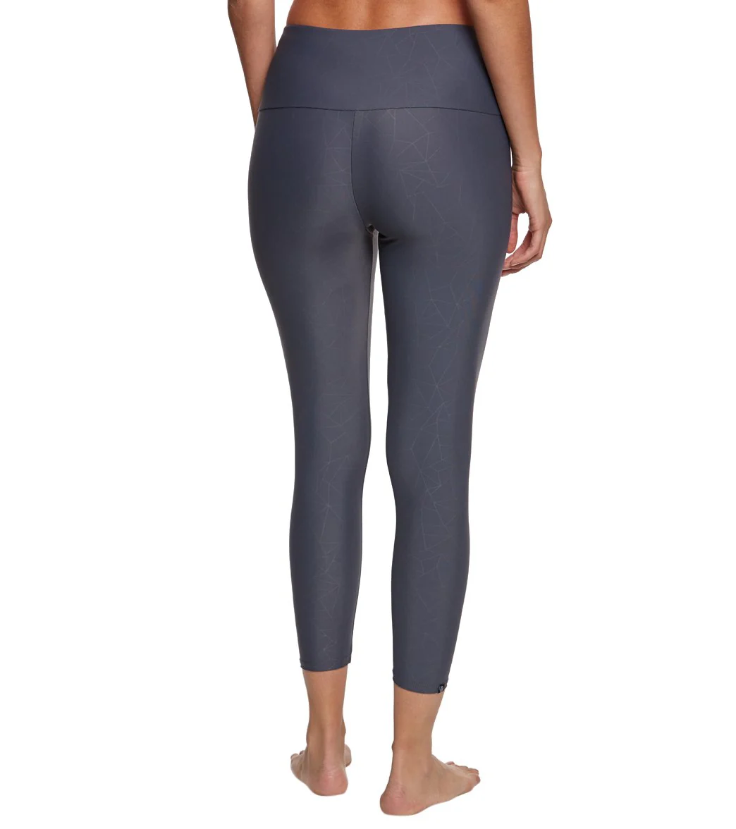 Onzie High Waisted Basic 7/8 Yoga Leggings Slate Grey Geo