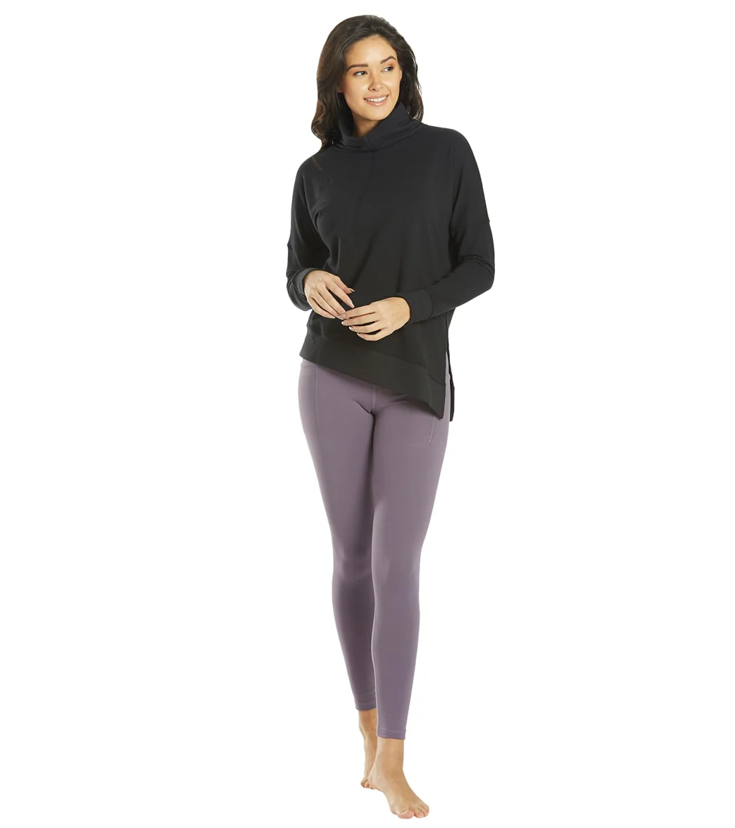 Everyday Yoga Shine Solid Roll Neck Asymmetric Sweatshirt