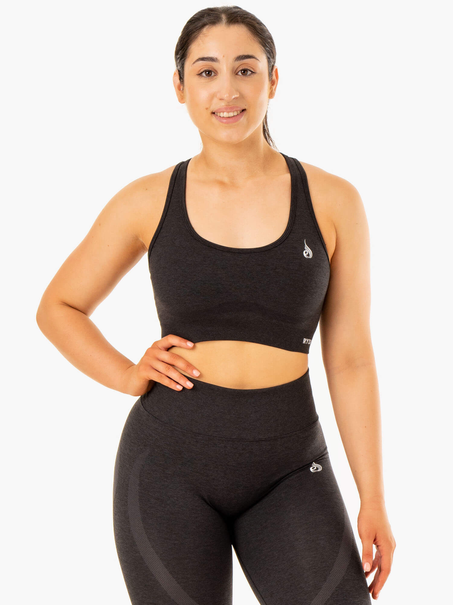 Staples Seamless Racer Back Sports Bra - Black Marl