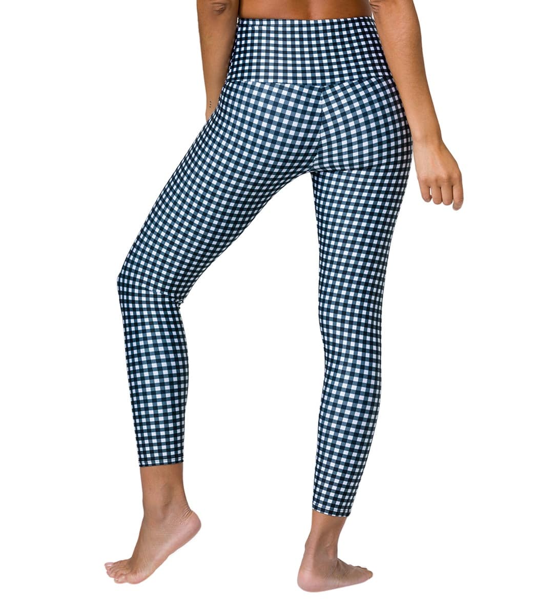 Onzie High Waisted Basic 7/8 Yoga Leggings Gingham