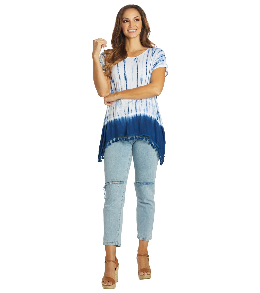 Yak & Yeti Gypsy Tie Dye Tassel Hem Tee