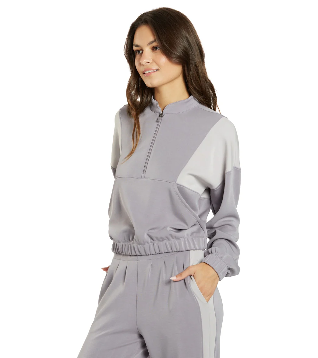 Thrive Societe Blocked Half Zip Pullover