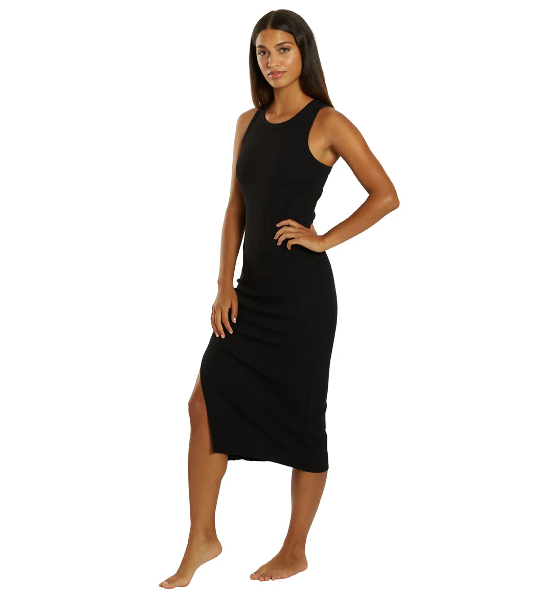 Marika Nikki Side Slit Ribbed Midi Dress