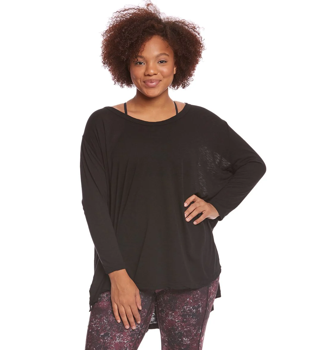 Hard Tail Plus Size Oversized 3/4 Sleeve Raglan Layering Top