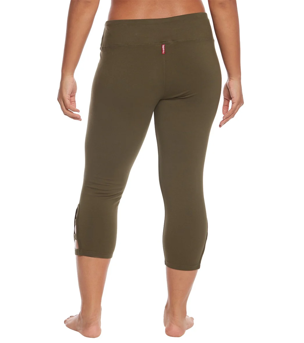 Hard Tail Plus Size Flat Waist Cage Cotton Yoga Capris